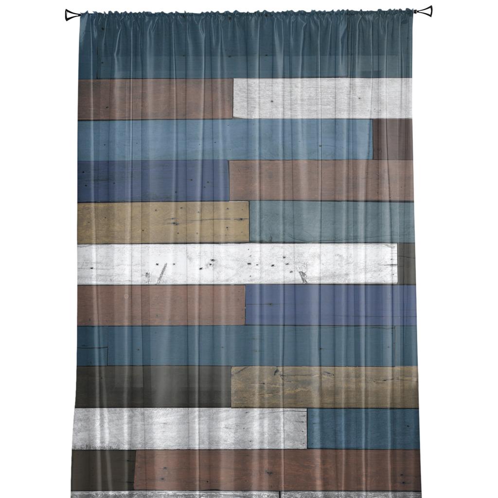 Wood Grain Color Sheer Curtains Tulle for Living Room Bedroom Kitchen Voile Drapes Home Decoration Window Treatment