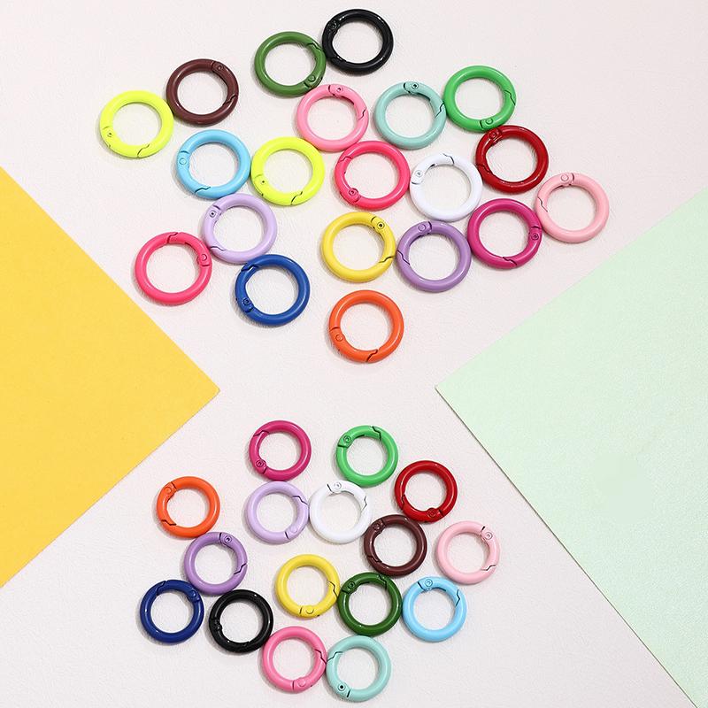 Yogodlns 10/50 Stück Metall-O-Ring, Federverschluss, zum Öffnen, rund, Karabiner, Schlüsselanhänger-Clips, DIY-Schmuck, Schnalle, Verbinder, Taschenzubehör, mehrere Farben
