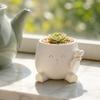 Small Indoor Plant Container Cute Succulents Planter, 3D Printed Pot with Hand Holding Heart, Desktop Flower Resin for Home Office Desk Decor