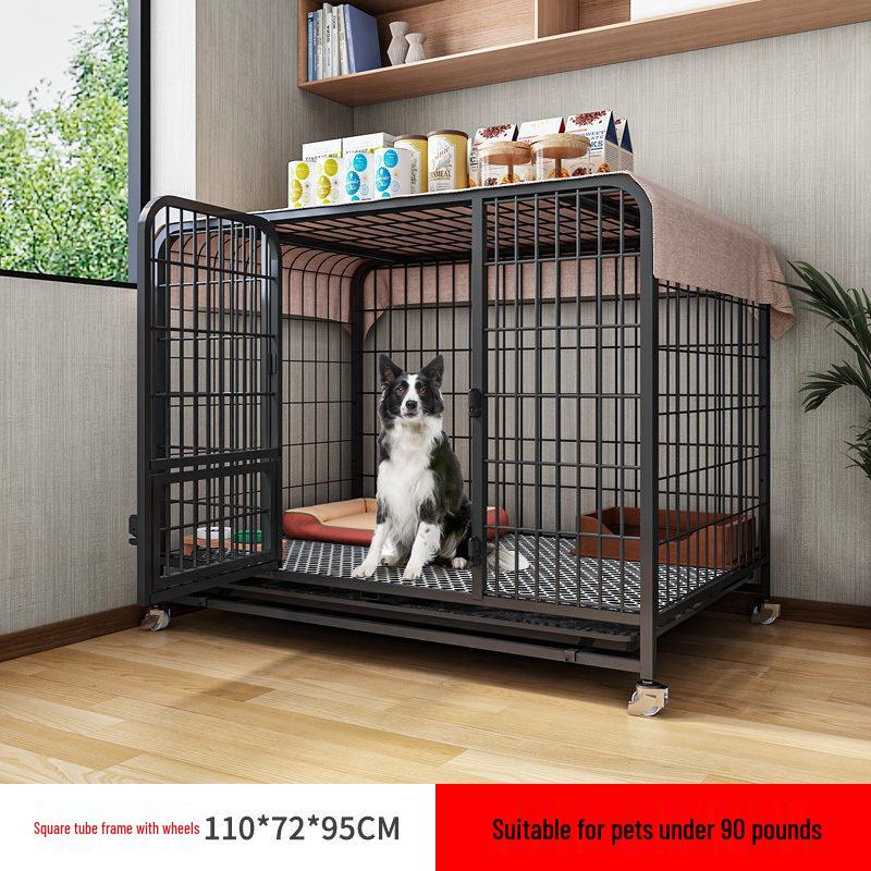 Indoor Dog Cage with Toilet for Medium to Large Breeds - Border Collie, Golden Retriever, Bichon