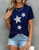 Glitter Star Print Tee For Women, Summer Short Sleeve T-Shirt, Comfortable Loose Fit Casual Top For Daily Fashion Outfit