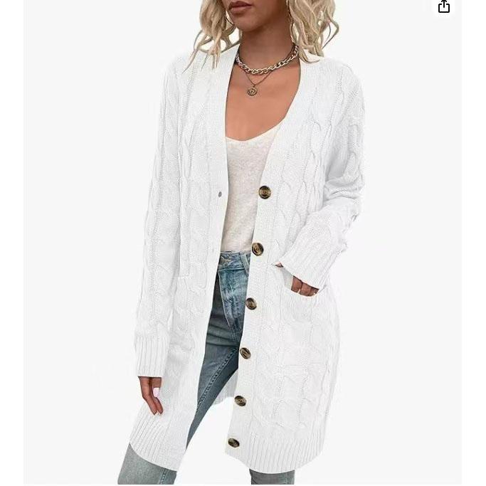 Woman Sweater Cardigan Knitwear Autumn/winter Buttons Pocket Solid Color Woman's Clothing Dropshipping