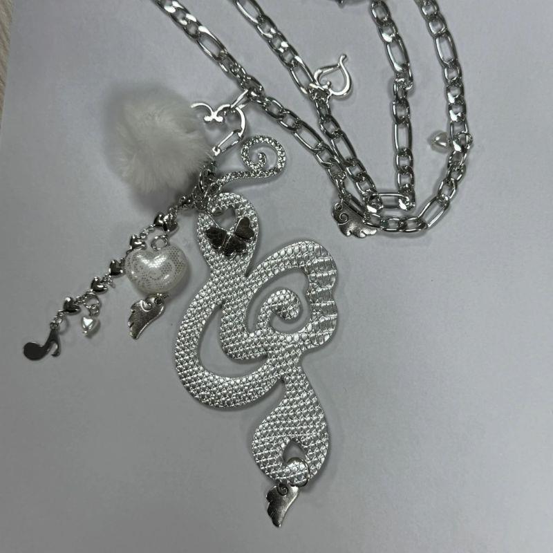 Y2K Jewelry Musical Notes Wings Heart Pendant Necklace For Women Harajuku INS Accessories Korean Fashion Chain Necklace Punk