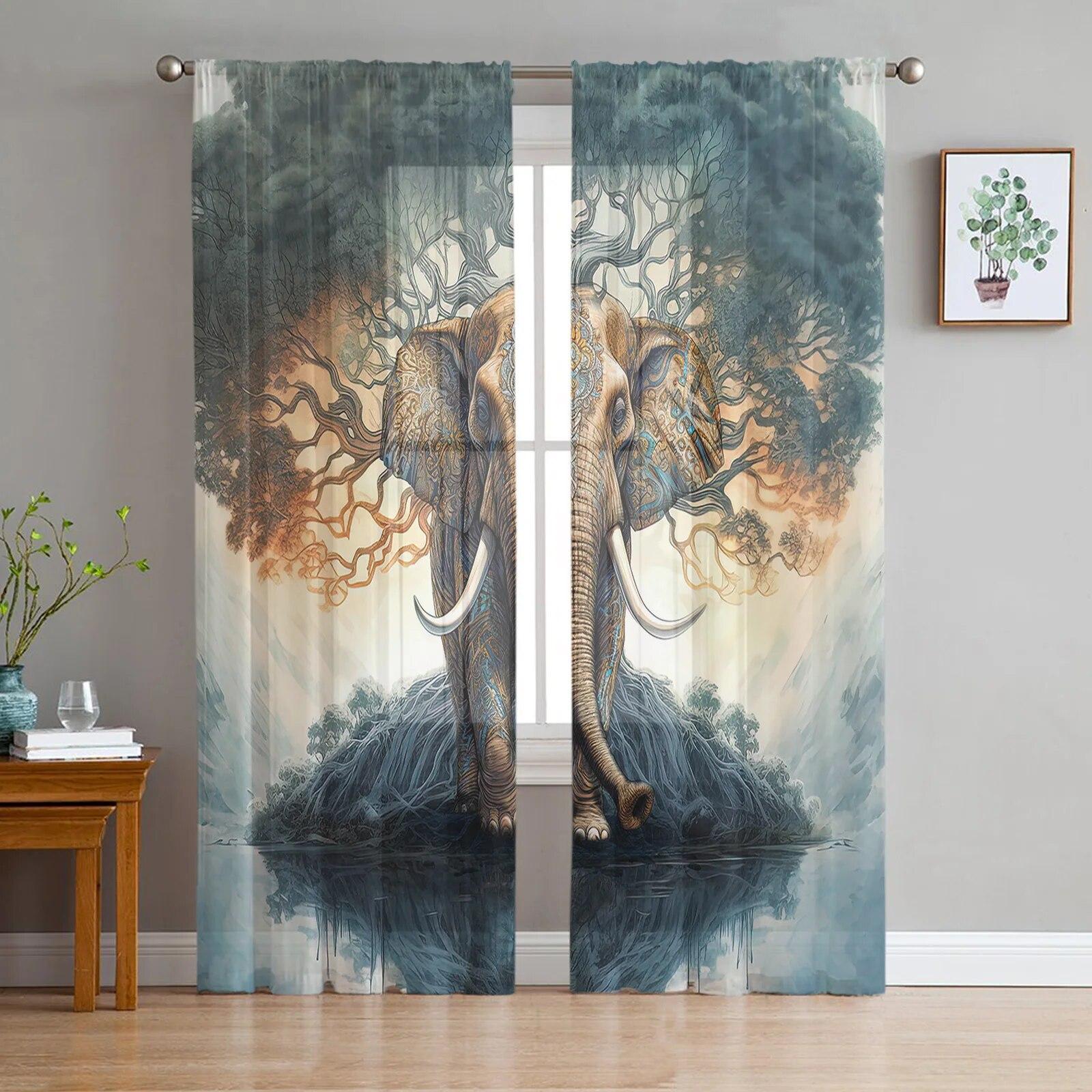 Sky Zonsondergang Mode Tule Gordijnen voor Slaapkamer Hal Woonkamer Decor Chiffon Gordijn voor Balkon Keuken Huis Draperieën 135W x 114H(cm)