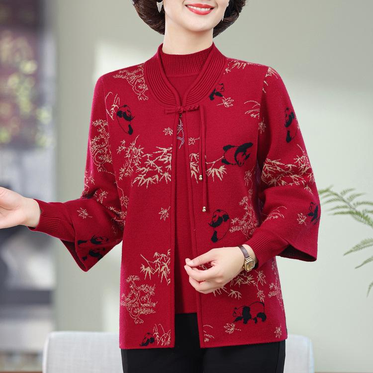 Autumn New Knitted Sweater Sweater Jacket In The Elderly Autumn