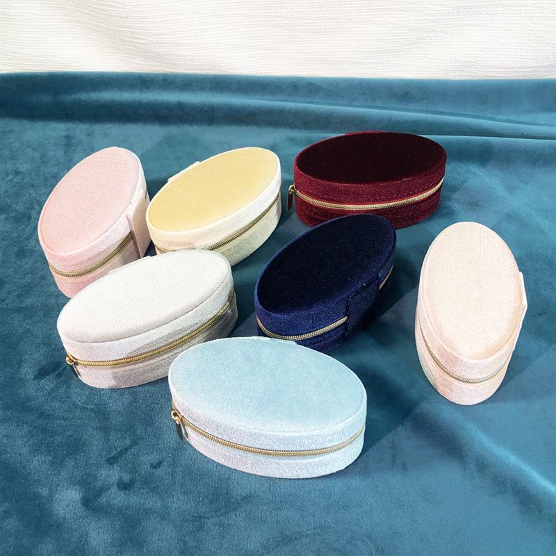 Korean Velvet Goose Egg Jewelry Box: Cross-Border Oval Design, Portable, Multi-Purpose, Ideal for Travel and Gifts