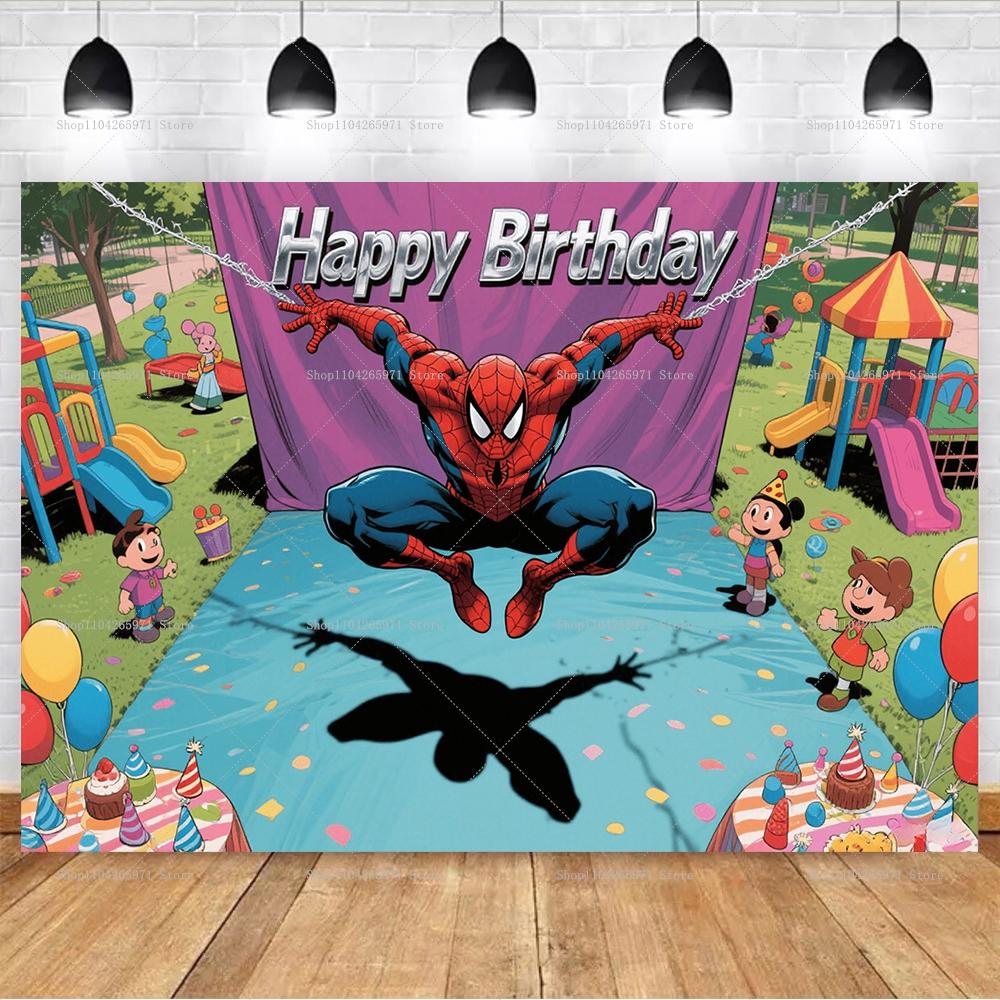 -Man Background, Superhero Themed Banner, Children's Party Decoration, Photo Background