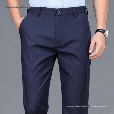 Herren Elastische Lässige Verdickte Formelle Hosen für Herbst/Winter - Bügelfrei, Locker, Gerader Schnitt