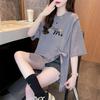 Korean Style Casual Letter Print Short Sleeve T-shirts Women's Summer T-Shirt Loose Fit Bow Splicing Tops