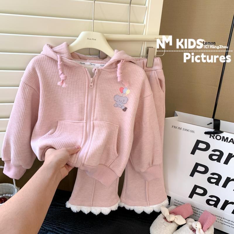 

Girls 2025 Fashion Cartoon Hoodie & Lace Pants Set - Spring/Autumn Two-Piece Outfit Size 90