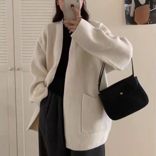 Korean version loose lazy wind knitted cardigan for women's autumn and winter thickened sweater jacket soft waxy warm thick