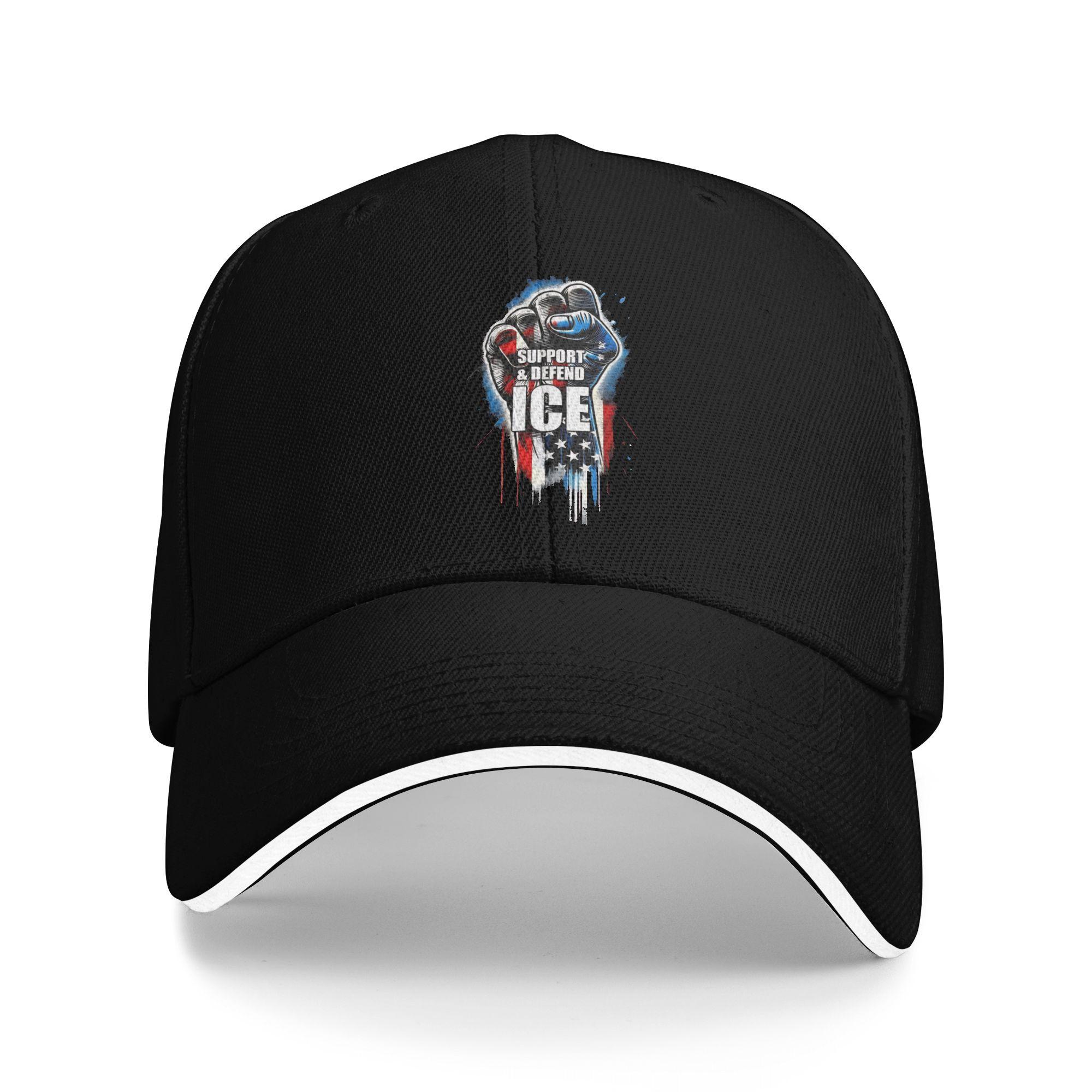 Summer Casual Baseball Cap Support And Defend ICE Hiking Fishing Trucker Hat For Men Adult Hot Sale  Y2k Retro Baseball Caps As Picture чёрный