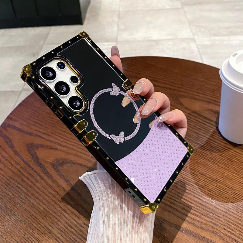 Suitable for Samsung S25 Ultra Mobile Phone Case Luxury Flash Diamond Butterfly Plating Mirror Full Inclusive New A36 Protective Case