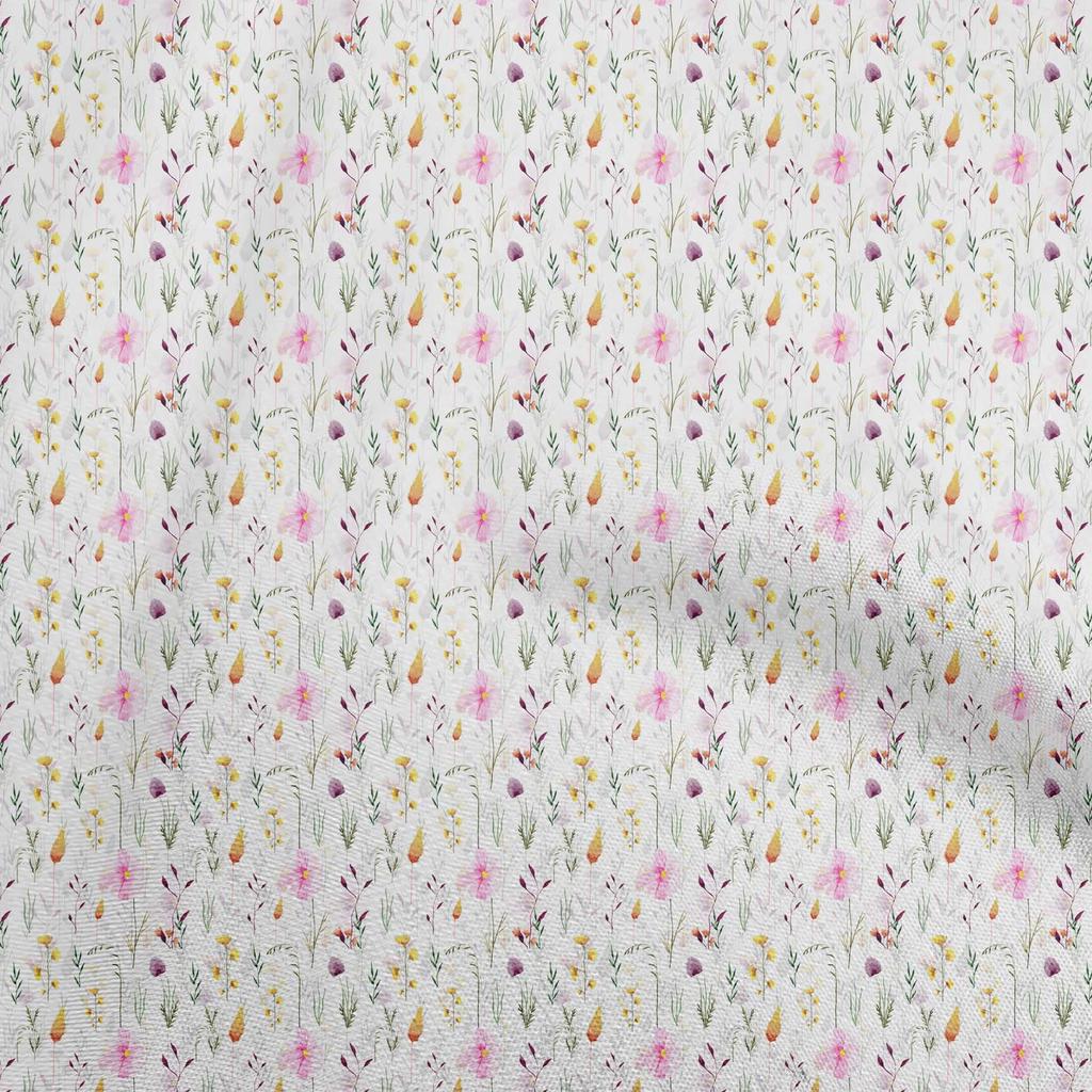 oneOone Cotton Flex Red Fabric Watercolor Floral Fabric For Sewing Printed Craft Fabric By The Yard 40 Inch
