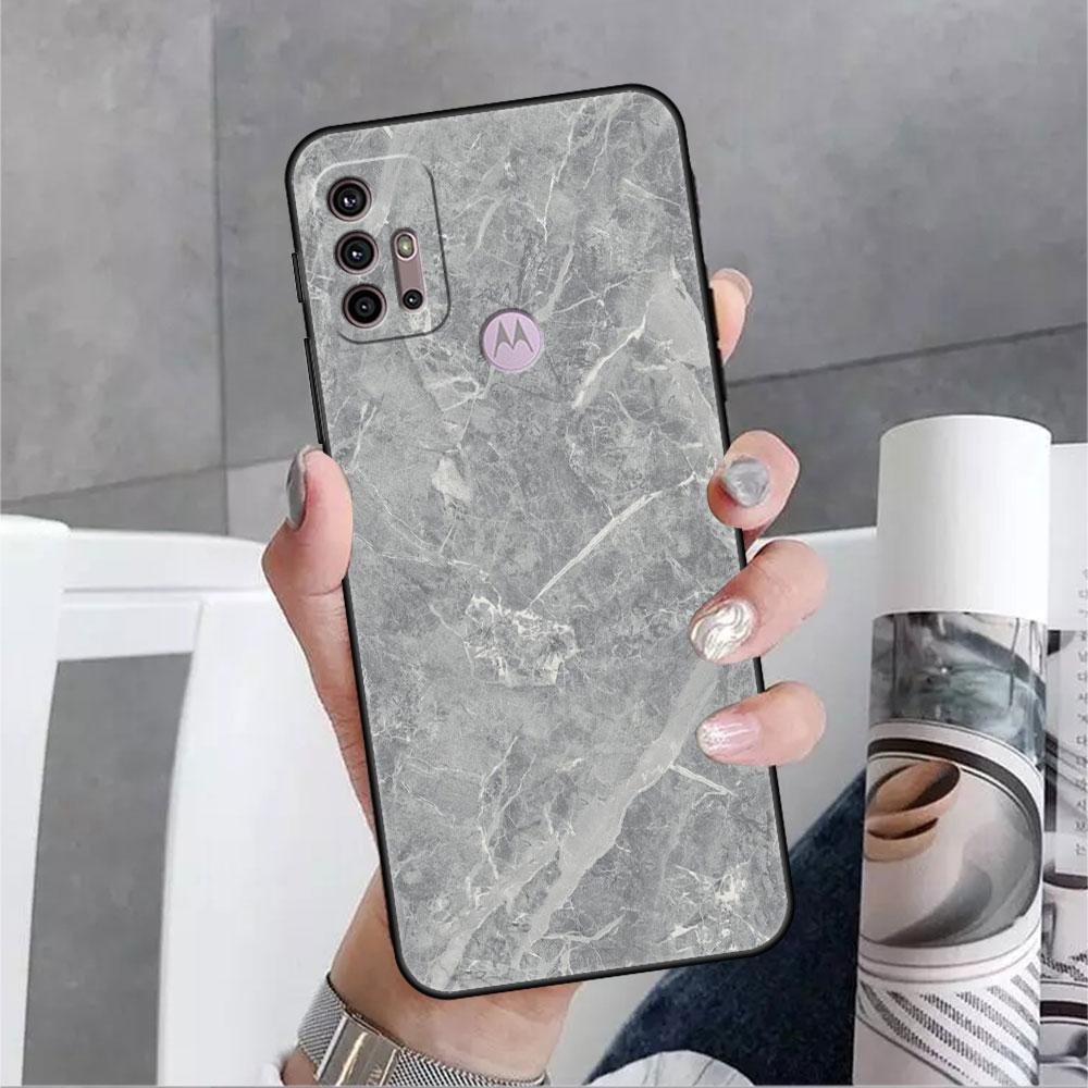 Hülle für Motorola G30 G60 Edge 20 G9 G22 G8 Power G31 G500 G50 30 Pro Schwarz Soft Phone Capas Granit Marmor