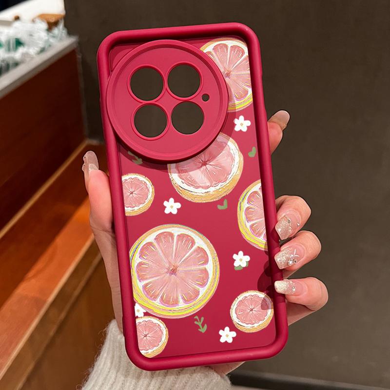 

Colorful Fruit Pattern Phone Case For OnePlus 13T 13 12 11R ACE 5 3 2 Shockproof Soft TPU Silicone Cover Coque OnePlus 12 вина червоного кольору