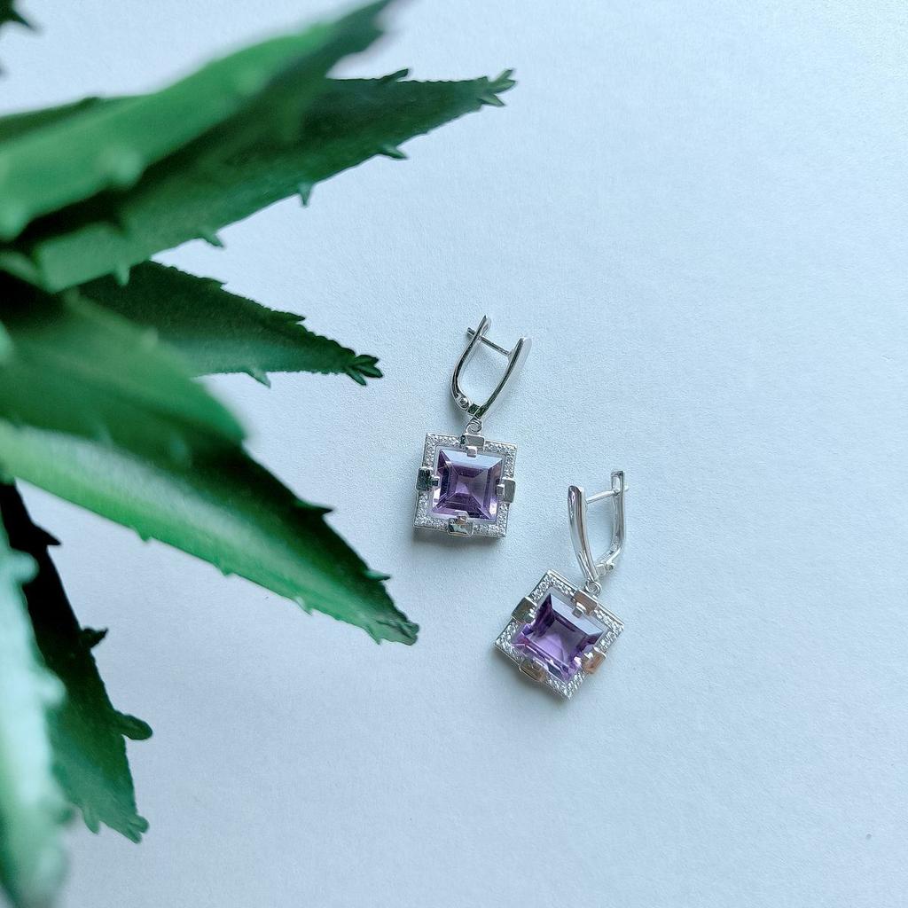 Silver Earrings with Natural Amethyst 9.4ct (2163206)