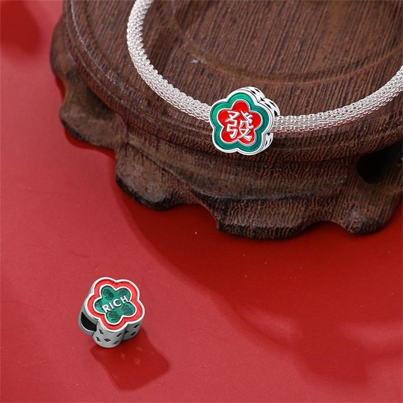 New Year Series 925 Silver Lucky Cat God of Wealth Lion Dance Koi Fish Charms Beads 3mm DIY Jewelry Gifts