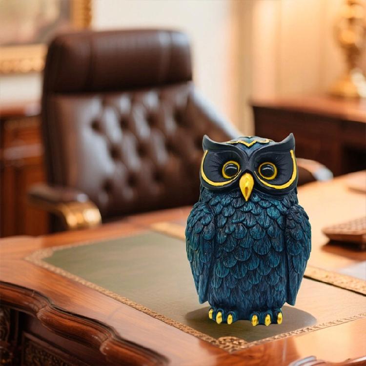 Festives Owl Sculpture Resin Bird Small Figurine Ornament for Christmas Birthday Home Office Desktop Bookshelf Decors