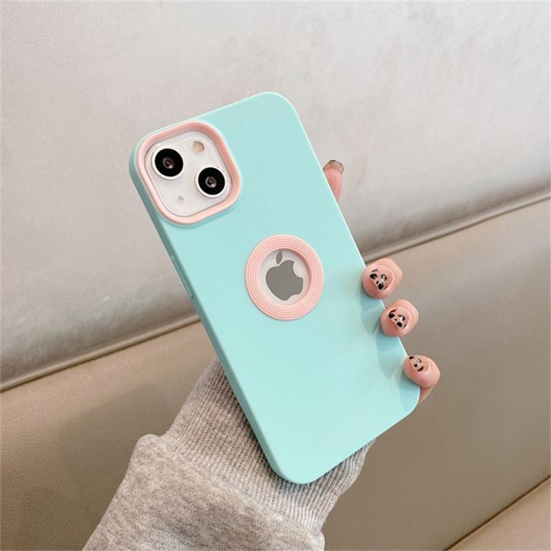 Luxusní měkké silikonové pouzdro na telefon s logem pro iPhone 14 13 12 11 Pro Max X XR XS Max 7 8 Plus SE 2 Kontrastní kryt Candy Color