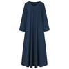 Autumn Winter Women Long Dress Solid Color V Neck Long Sleeves Streetwear