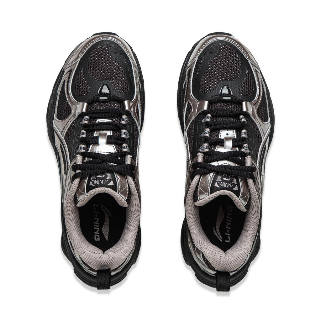 Li Ning Boom Support Cushioning Slip Resistant Abrasion Resistant Rebound Low Top Running Shoes Women's Silver Black ARXV006-4