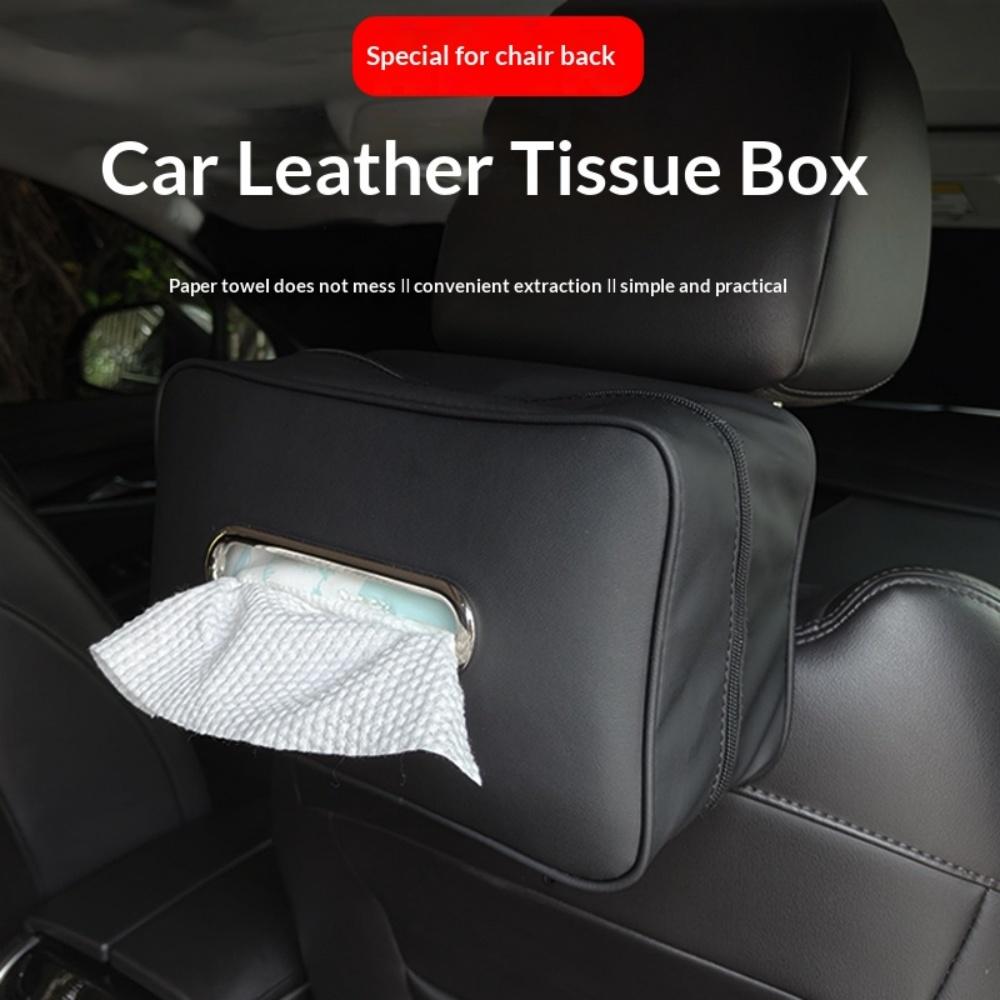 Car Tissue Box Holder Microfiber Leather Car Center Console Armrest Napkin Box Sun Visor Backseat Tissue Case with Fix Strap