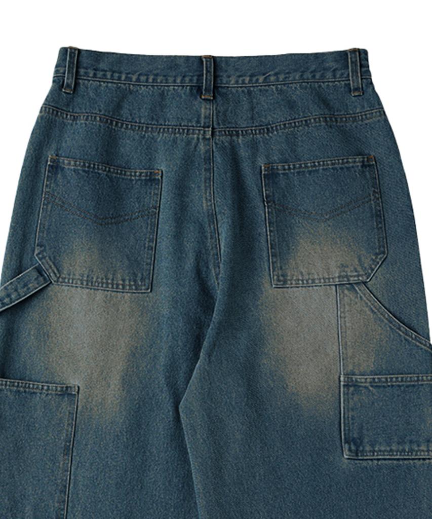 URBANAGE Carpenter Wash Wide Denim Pants_Medium Blue