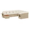 10 piece Garden Sofa Set with Cushions Beige Poly Rattan