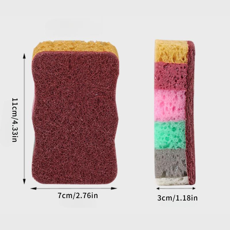 High-Foam Multicolor Dishwashing Sponges, Kitchen Cleaning Scrub Pads, Household Dish Scrubbers, Pot and Pan Cleaning Cloths