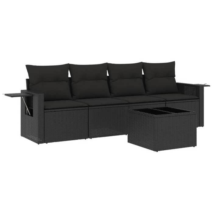 VidaXL Salon de Jardin avec Coussins 5 pcs, Canapés de Terrasse, Ensemble de Meubles de Patio, Mobilier d'Extérieur, Noir 3219884