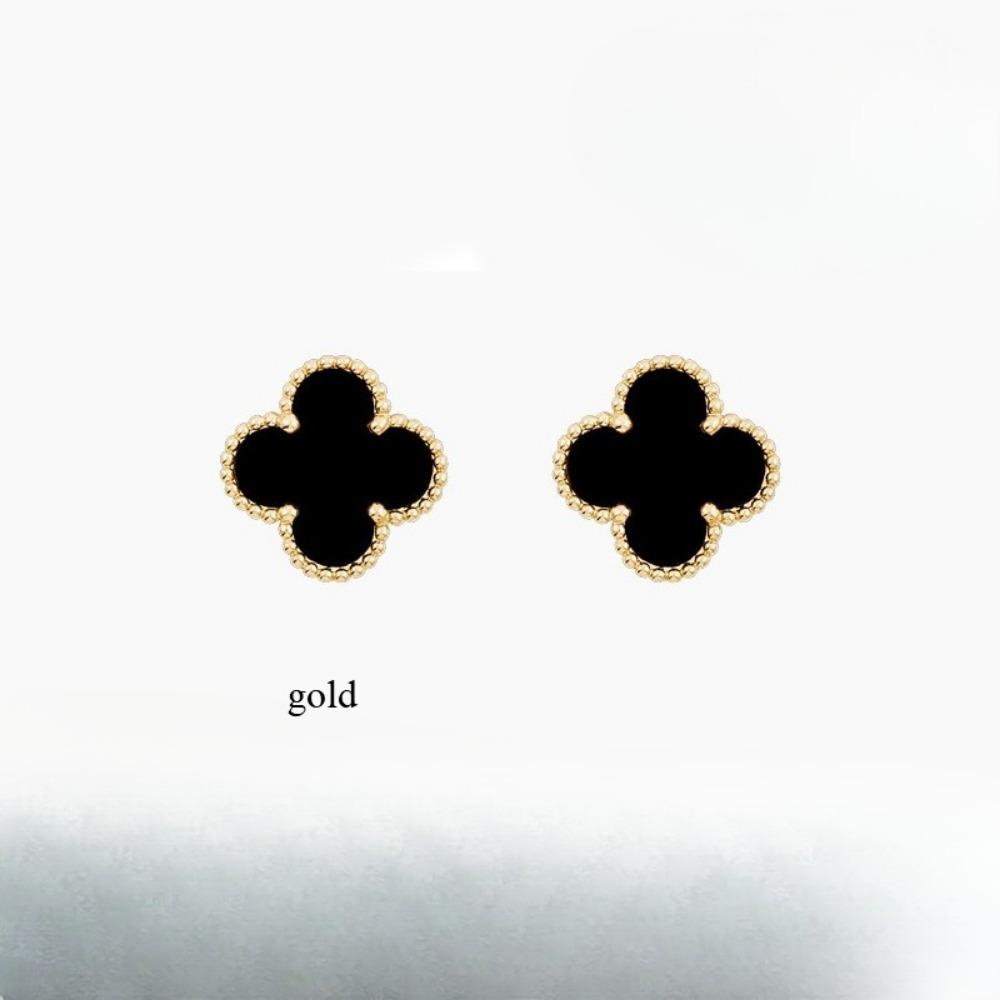 9mm Four-leaf Clover Mini Earrings Red Black Agate White Shell New Arrival Ladies Earrings