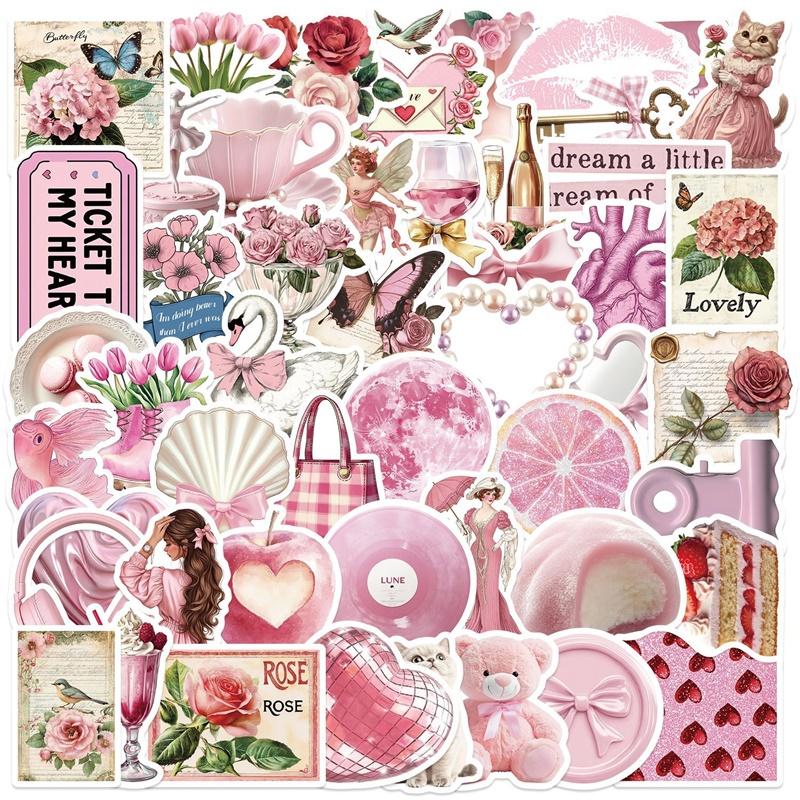 10/30/50PCS Kawaii Pink Angel PVC Sticky Sticker Aesthetic Stationery DIY Children's Decoration Scrapbooking School Supplies