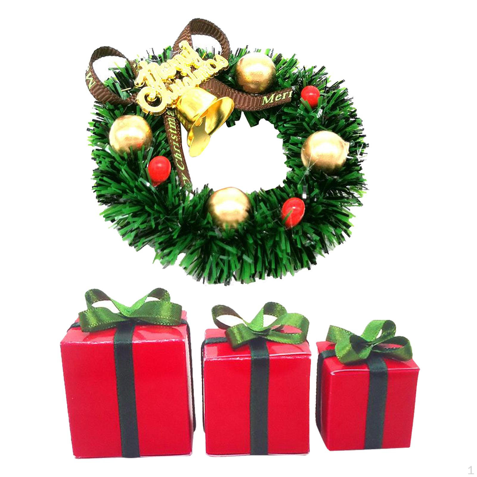 

4x Dolls House Miniature Christmas Present Accessory Decoration Wreath 1/12