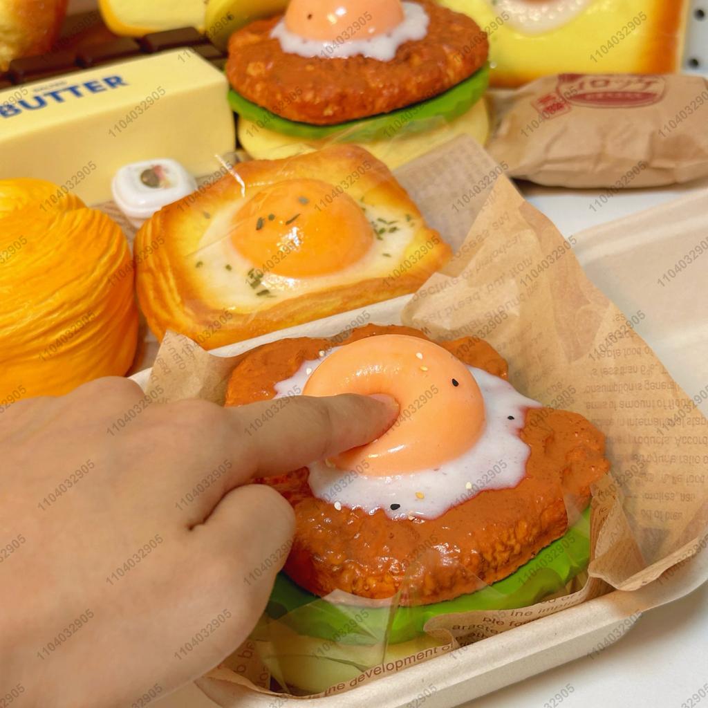 Big Burger Squishy Slow Rising Beef Hamburger Bread Squeeze - Stress Release Hand Relax Layered Slow Rebound