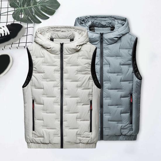 Herren-Winterweste, gepolstert, einfarbig, ärmellos, verdickt, mit Kapuze, warm, lässig, Übergröße, winddicht, Winterweste für Dating