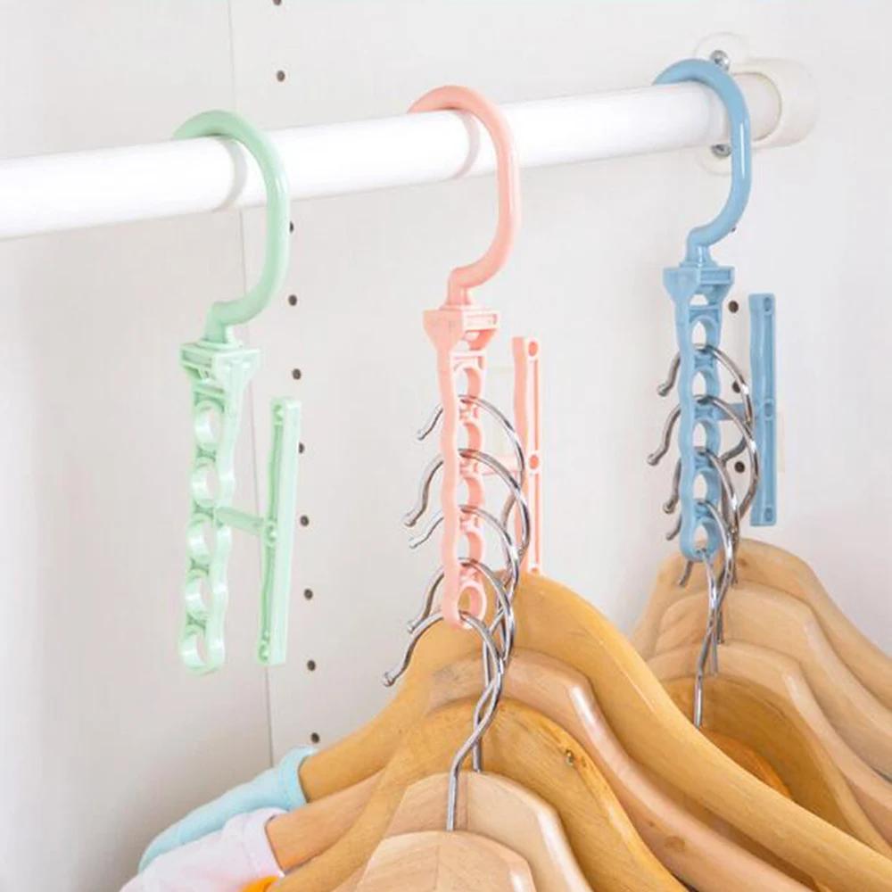 Plastic 5 Circle Multilayer Windproof Clothes Hanger Organizer Fixed Holder Storage Racks Buckle Hanger Anti-Slip Home