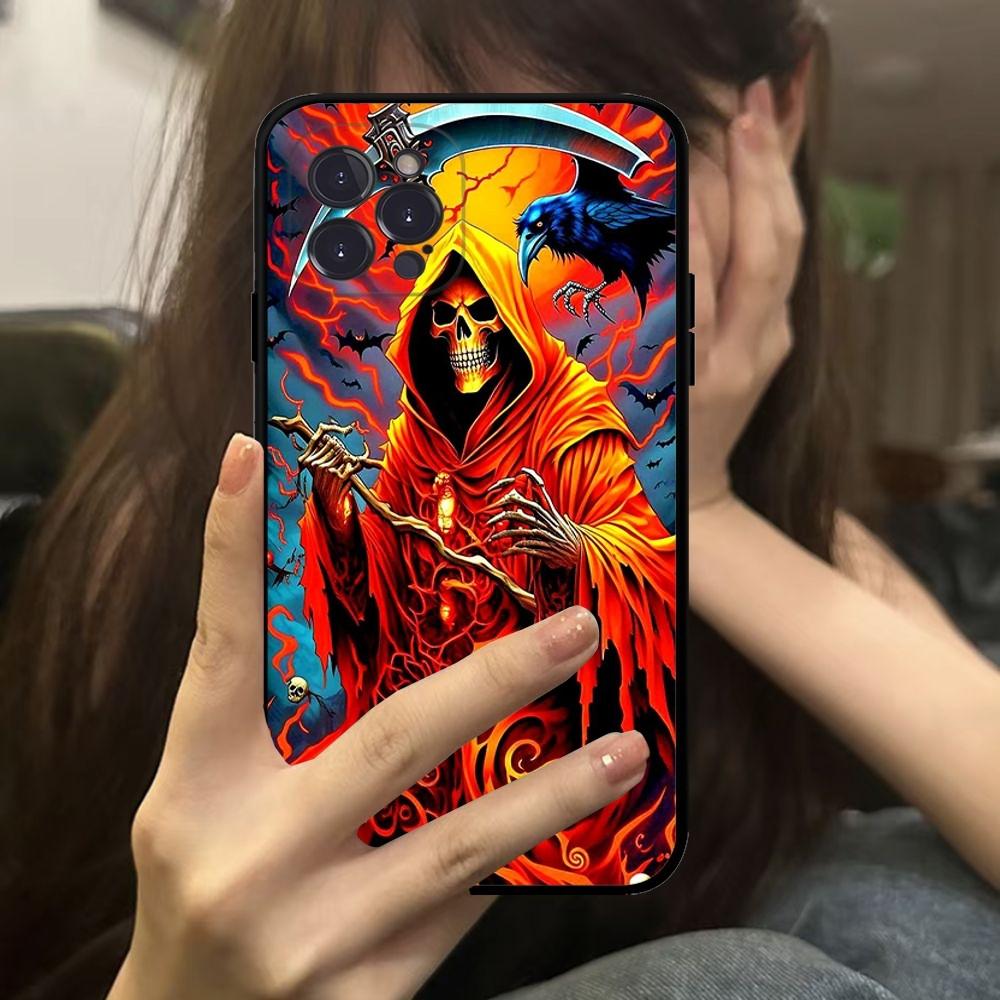 Grim Reaper Skull Skeleton Phone Case For IPhone 16 15 14 11 12 13 Mini Pro XS Max Cover 6 7 8 Plus X Funda Shell