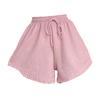 Summer Women Shorts Drawstring High Elastic Waist Shorts Loose Pocketed A-line Thin Casual Sport Homewear Short Pants