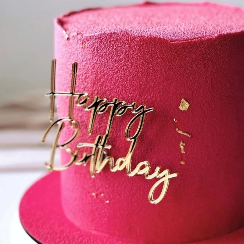 6pcs Happy Birthday Cake Toppers Rose Gold Acrylic Side Birthday Cake Decoration Cake Topper for Baby Dessert Decoration