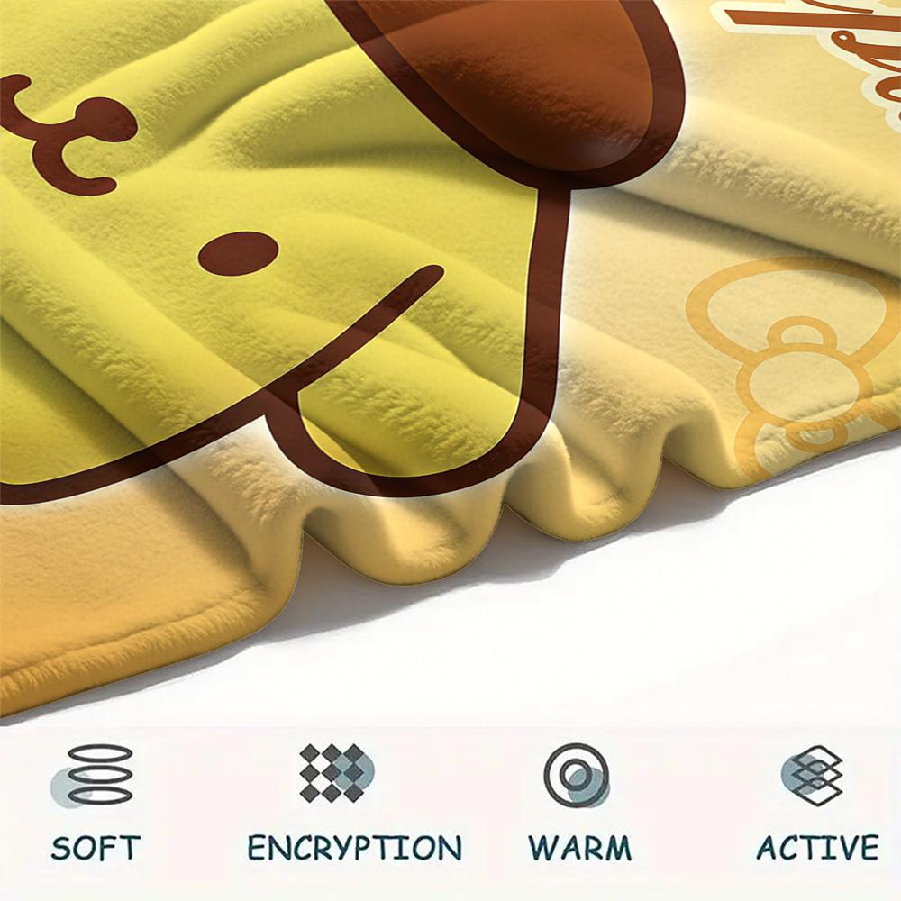 1PC Pompompurin Print Flannel Blanket, High quality All Seasons, Home Decor, Warmth and Comfort, Perfect for Christmas Gifts