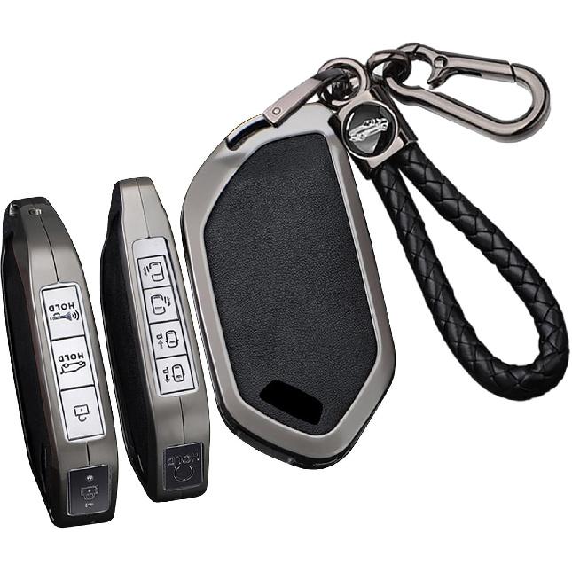 

SANRILY PU Leather 5/6/7/8 Button Key Fob Cover Compatible with Kia Telluride 2024 2023 Sorento EV9 Picanto Seltos All New K5 2023 Keyless Smart Key чёрный