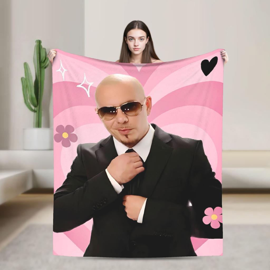 Pitbull Pan. Celosvětové legrační meme deky Teplé měkké plyšové přehozy pro domácí dekoraci Cestování Kancelář Flanelové přehozy na postel Postel