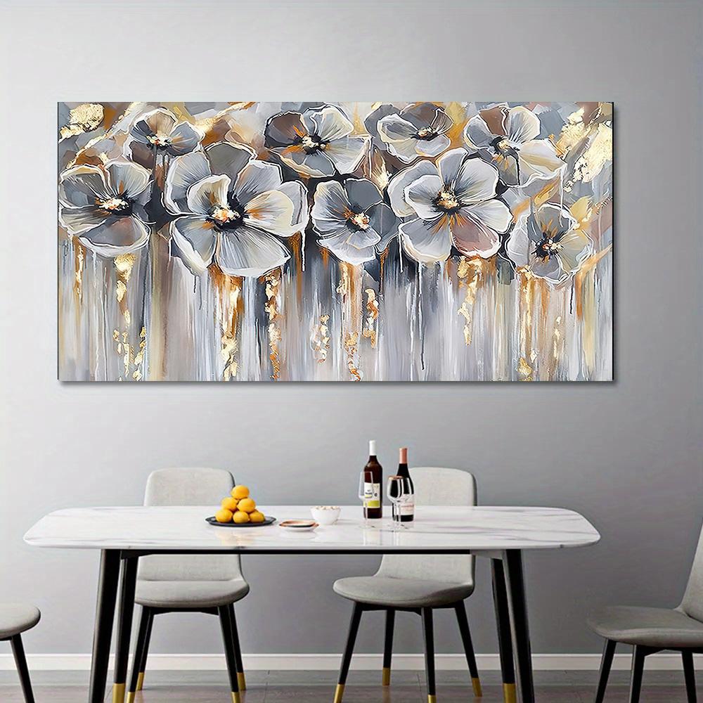 Abstract White Golden Flower Canvas Paintings Modern Posters And Prints Wall Pictures for Living Room Home Decor