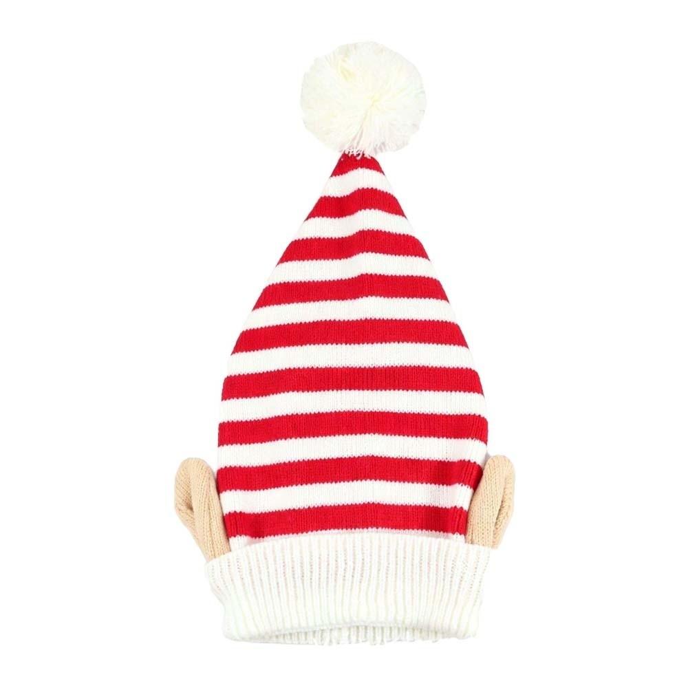 Knitted Christmas Beanie Warm Pointed Pom Bonnet Xmas Costume Headpiece Elf Knit Hat Carnival