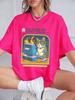 Cat Playing Computer Games Printed TShirts Womens Summer Cotton Short Sleeve T Shirt Loose ONeck Soft Tops Basic Woman Clothes
