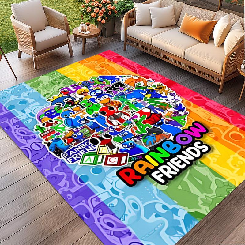 Game Rainbow Friends Print Rug, Washable Floor Carpet, For Entryway Dorm Laundry Room Office Study, Home Decor Birthday Christmas Gift