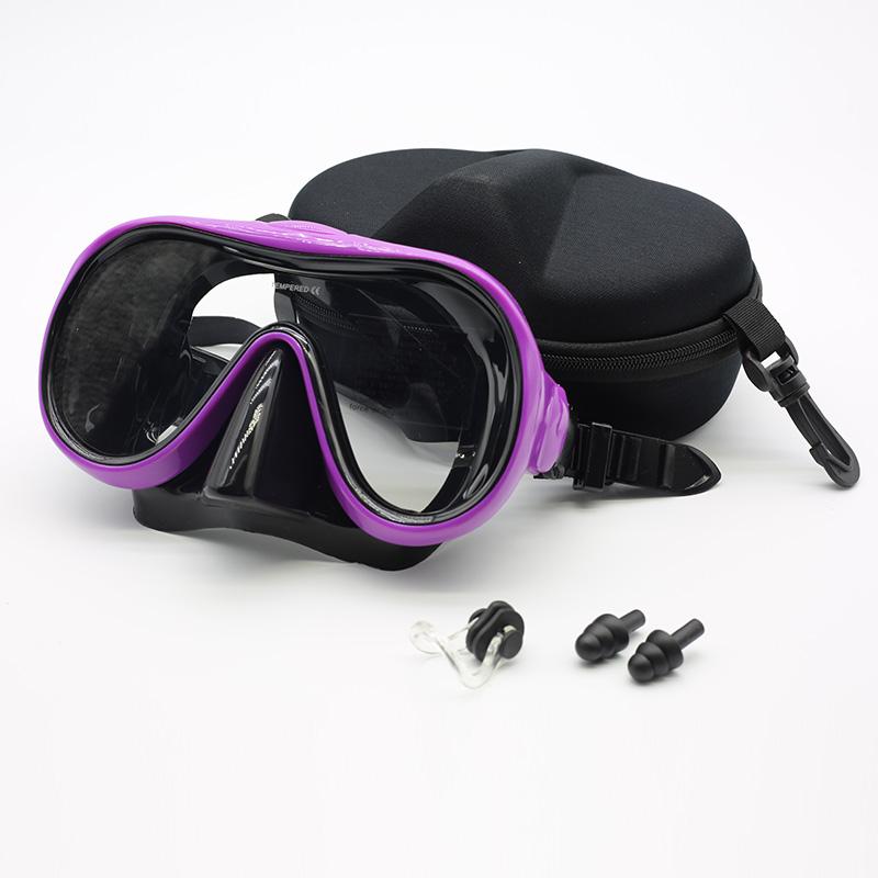 

Маска для глубоководного дайвинга, силиконовые противотуманные очки для дайвинга, полностью сухая дыхательная трубка, очки для дайвинга для взрослых, для подводного плавания с маской и трубкой и серфинга темно-фиолетового