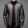 Herren-Lederjacke mit Stehkragen, neue Lederjacke für Herbst und Winter, Lederjacke in Übergröße, Plüsch- und dicker Herrenmantel mittleren Alters