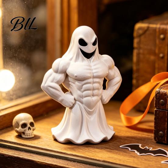 Оригинальный подарок для друзей 3D-печатная фигурка призрака Баффа, Забавная мускулистая фигурка для рабочего стола, Прочный настольный аксессуар-украшение, Жуткий декор на Хэллоуин, Для дома